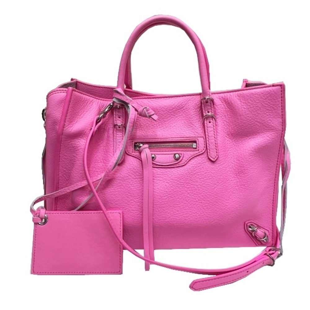 BALENCIAGA Paper A6 2WAY Handbag Neon Pink